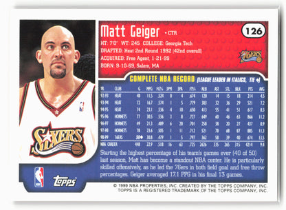 1999-00 Topps Tipoff #126 Matt Geiger