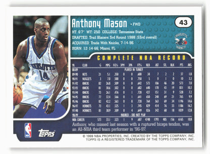1999-00 Topps Tipoff #43 Anthony Mason