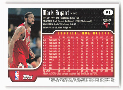 1999-00 Topps #91 Mark Bryant