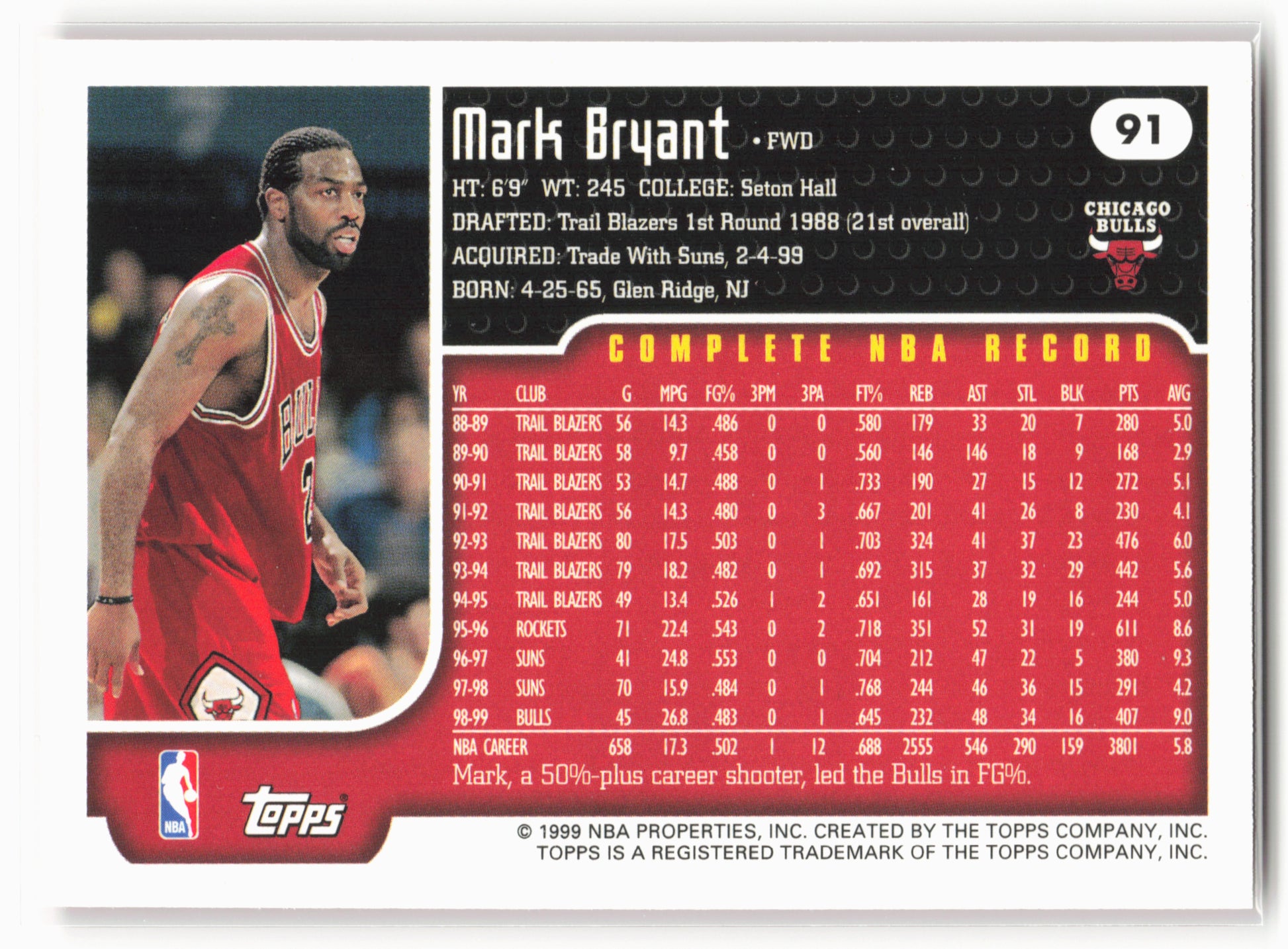 1999-00 Topps #91 Mark Bryant NM1
