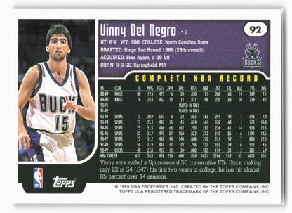 1999-00 Topps #92 Vinny Del Negro NM