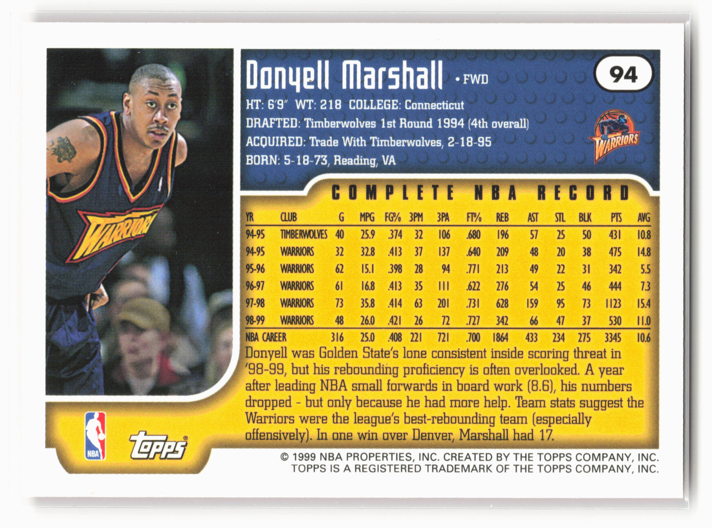 1999-00 Topps #94 Donyell Marshall NM