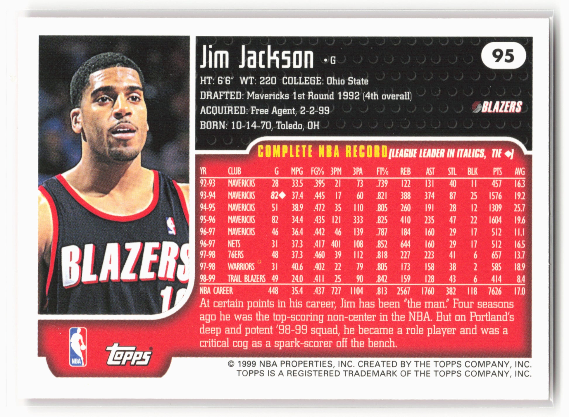 1999-00 Topps #95 Jim Jackson