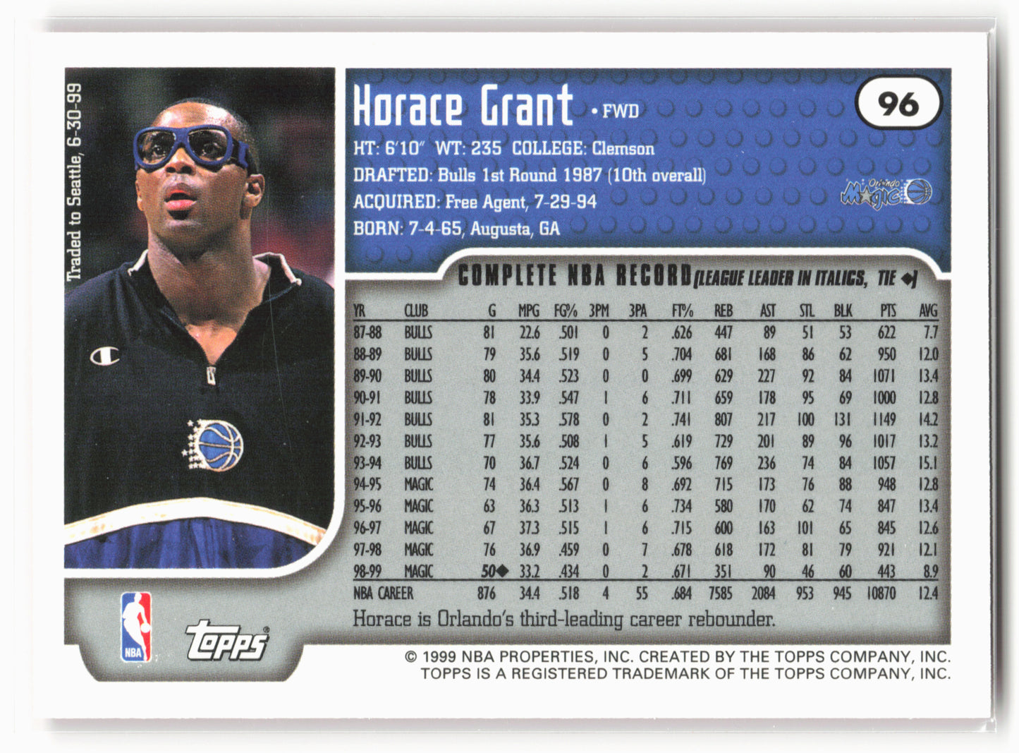 1999-00 Topps #96 Horace Grant NM