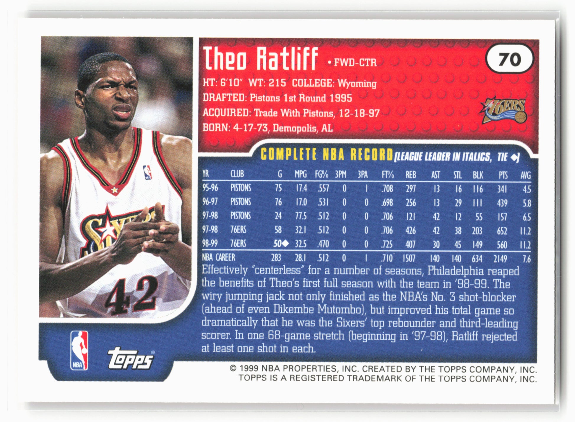 1999-00 Topps Tipoff #70 Theo Ratliff