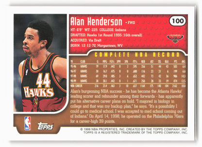 1999-00 Topps #100 Alan Henderson NM1