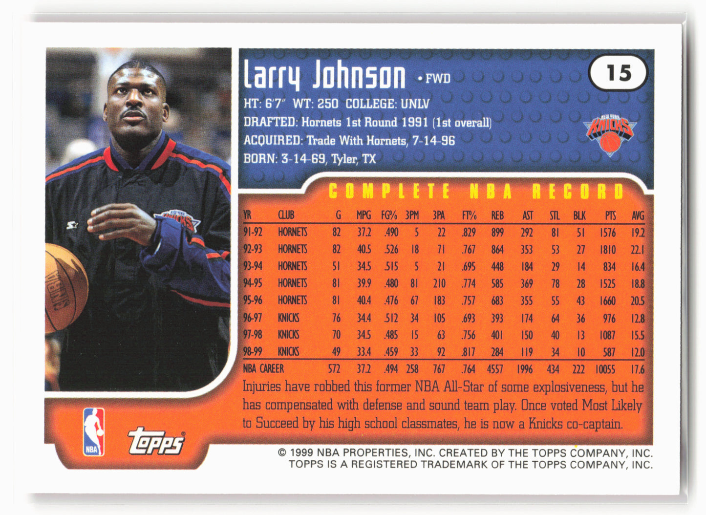 1999-00 Topps Chrome #15 Larry Johnson NM