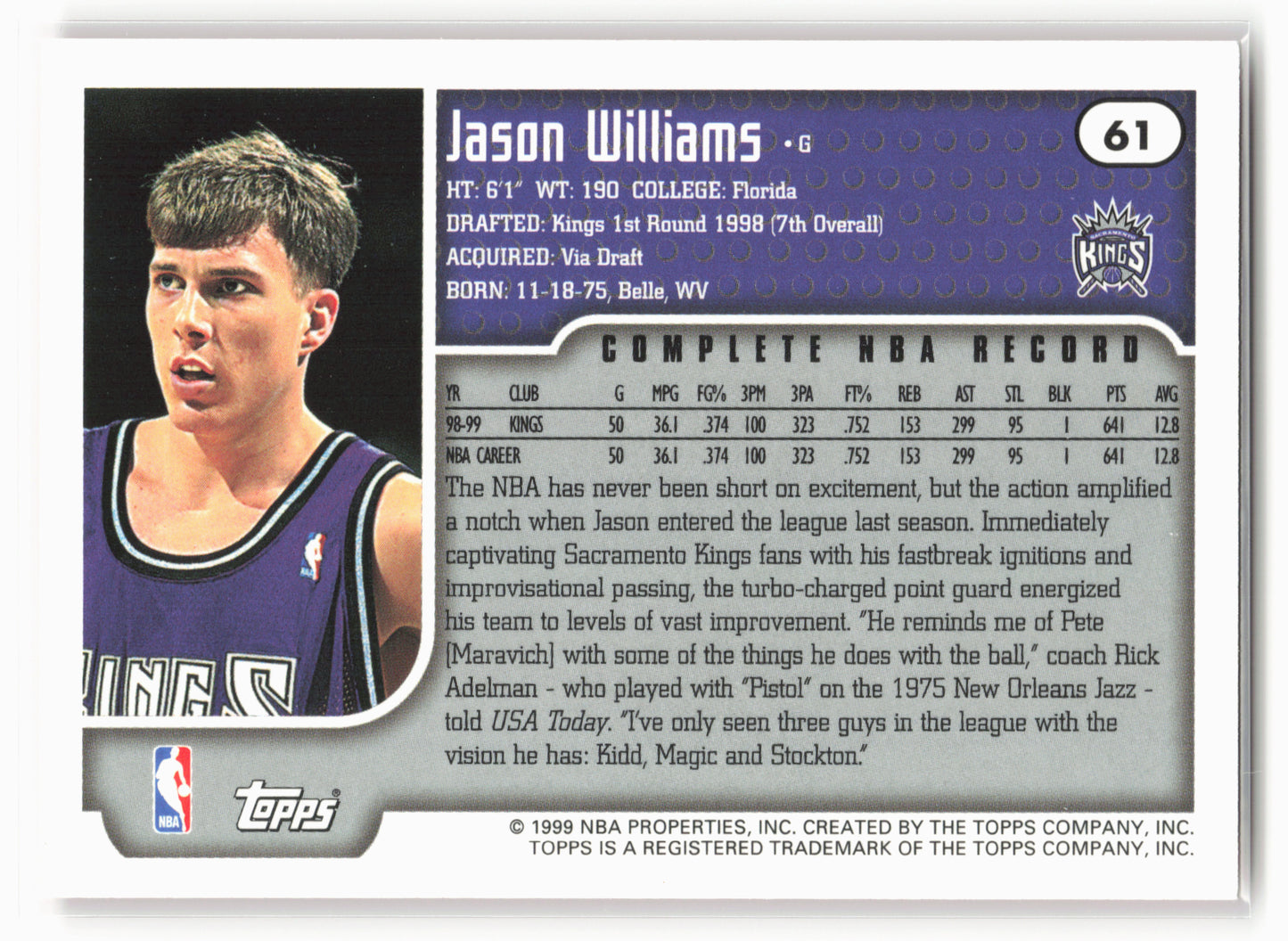 1999-00 Topps #61 Jason Williams NM