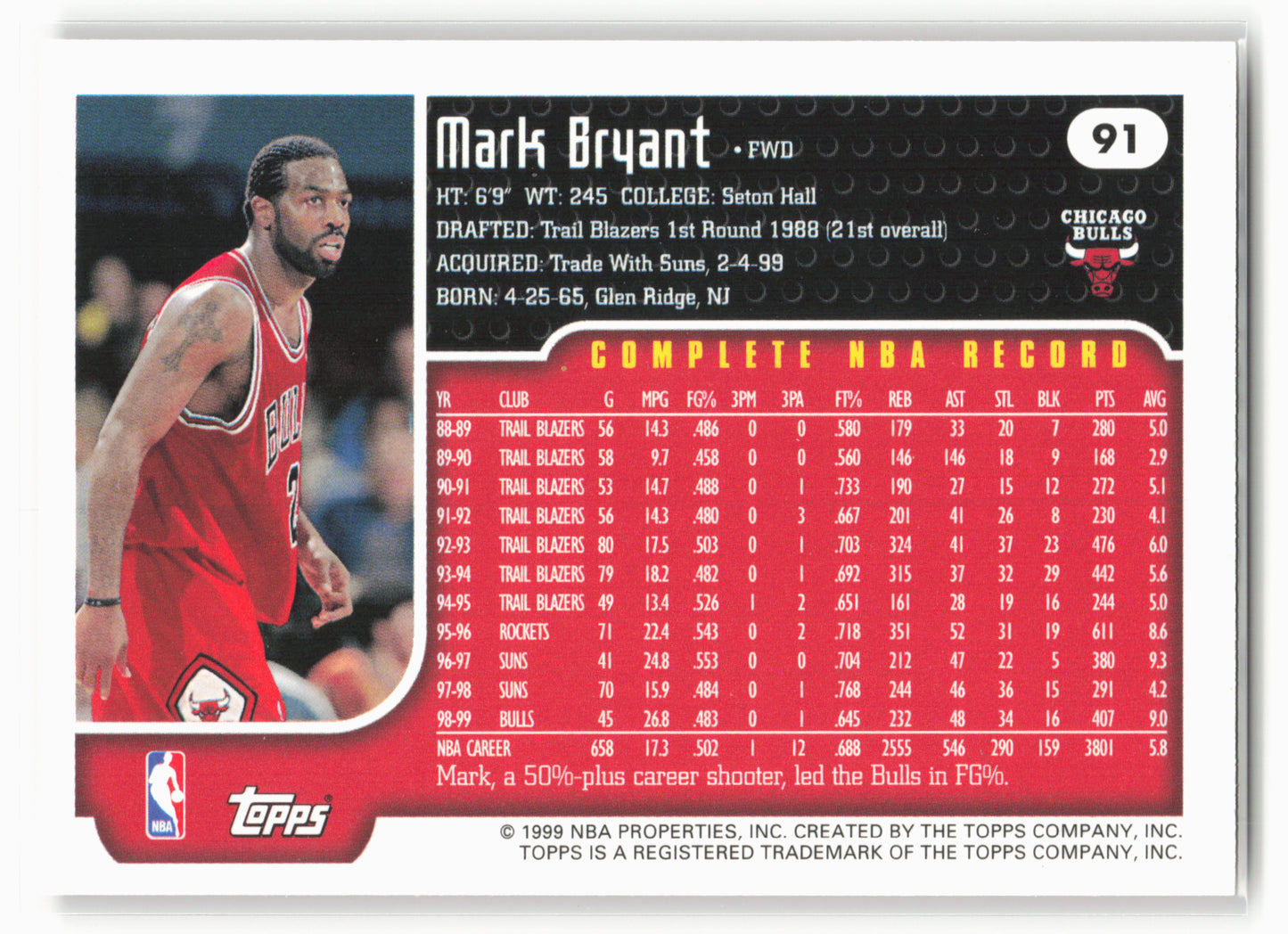 1999-00 Topps Tipoff #91 Mark Bryant NM