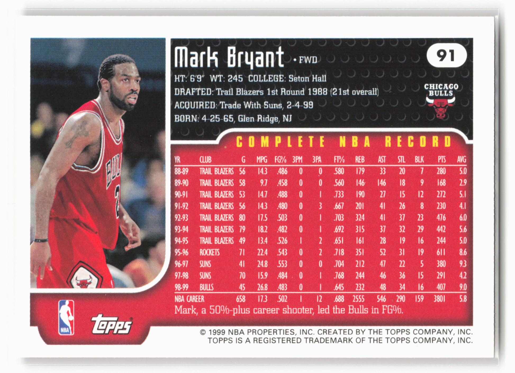1999-00 Topps Tipoff #91 Mark Bryant NM
