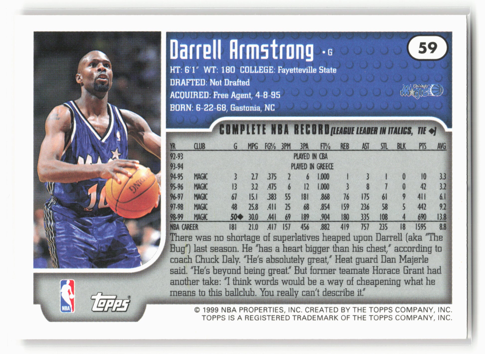 1999-00 Topps Tipoff #59 Darrell Armstrong