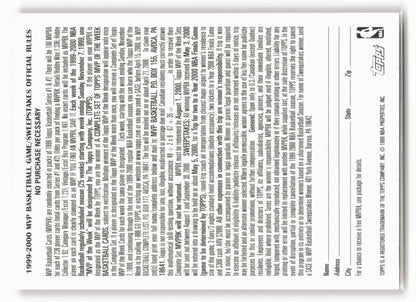 1999-00 Topps #16 Eric Williams MVP Promotion