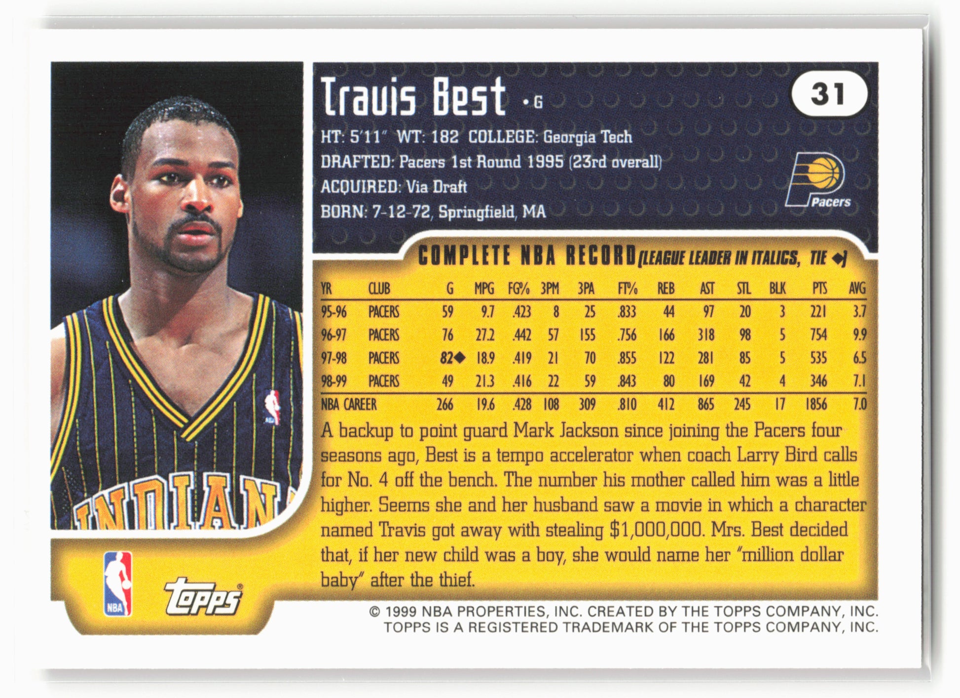 1999-00 Topps Tipoff #31 Travis Best