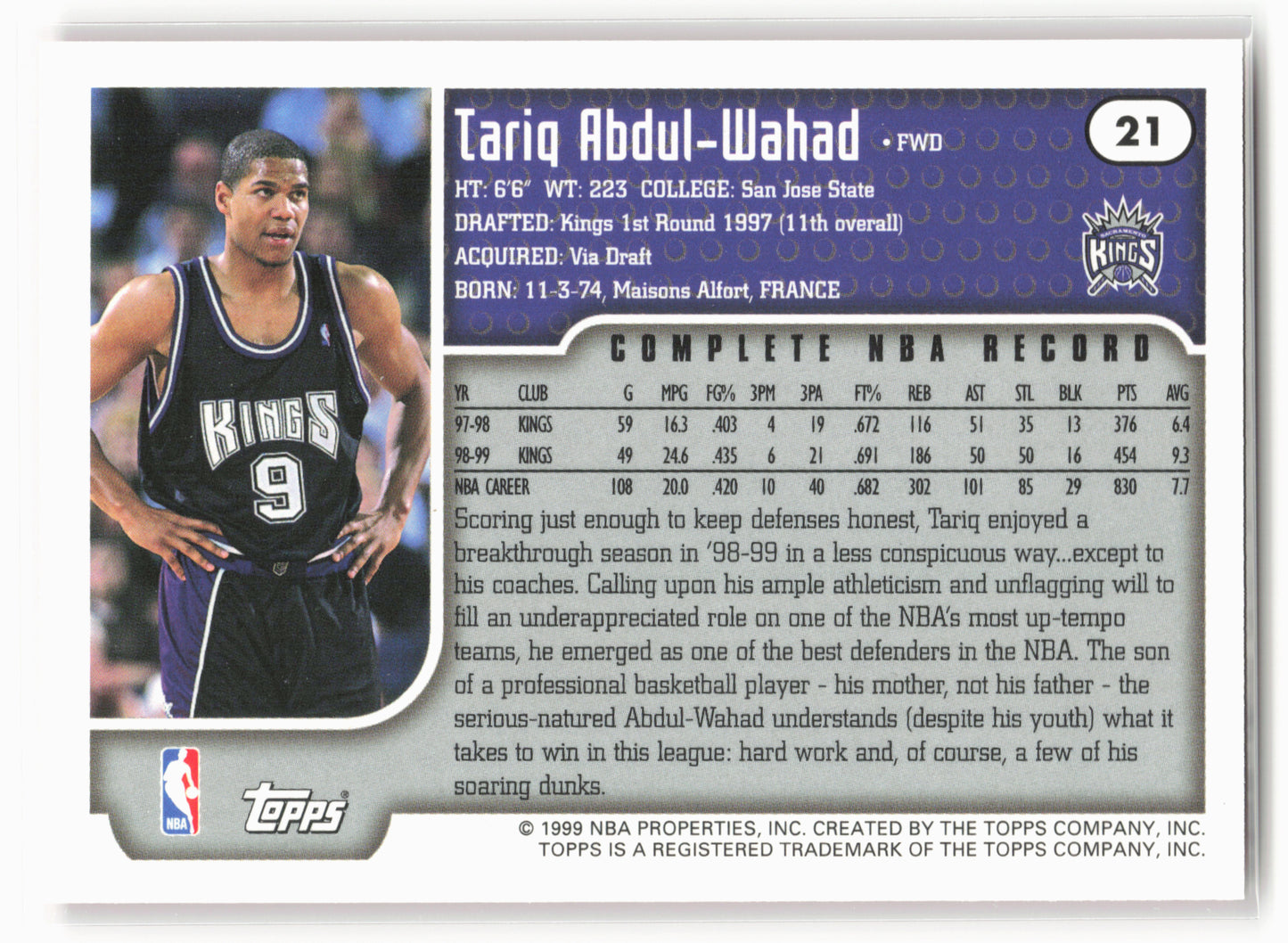 1999-00 Topps #21 Tariq Abdul-Wahad NM1