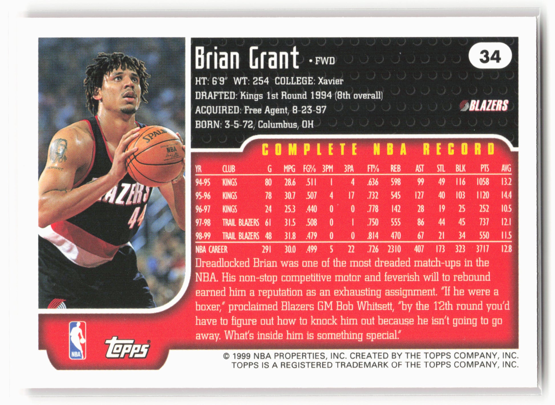 1999-00 Topps #34 Brian Grant