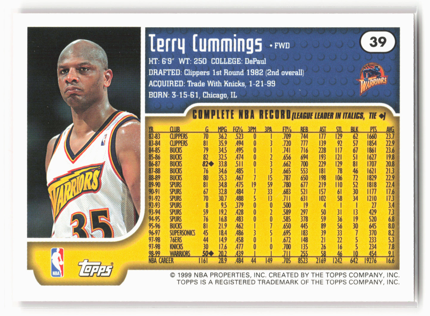1999-00 Topps #39 Terry Cummings NM