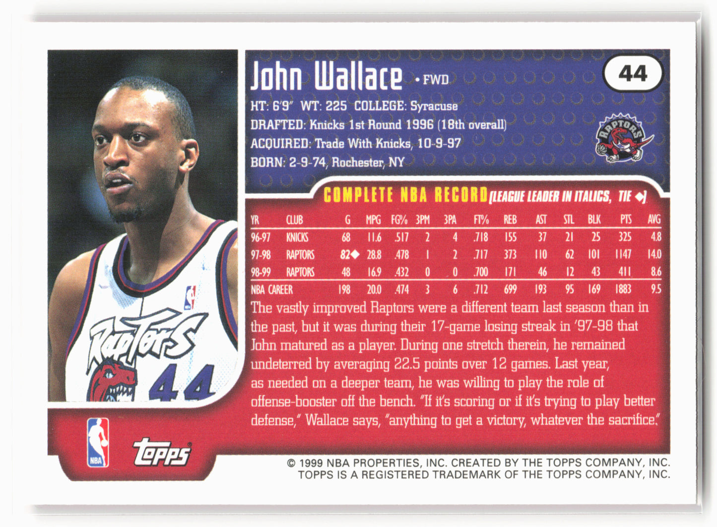 1999-00 Topps #44 John Wallace