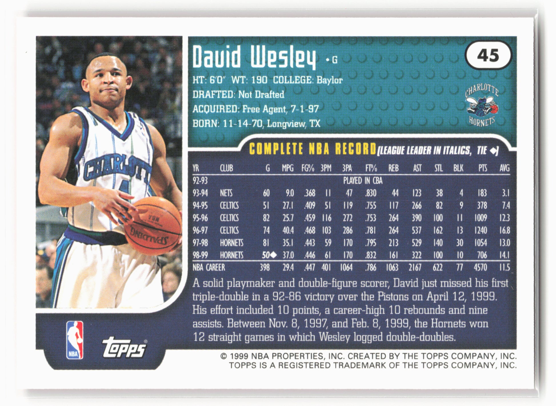 1999-00 Topps #45 David Wesley