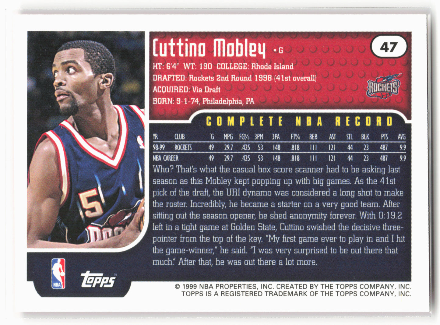 1999-00 Topps #47 Cuttino Mobley
