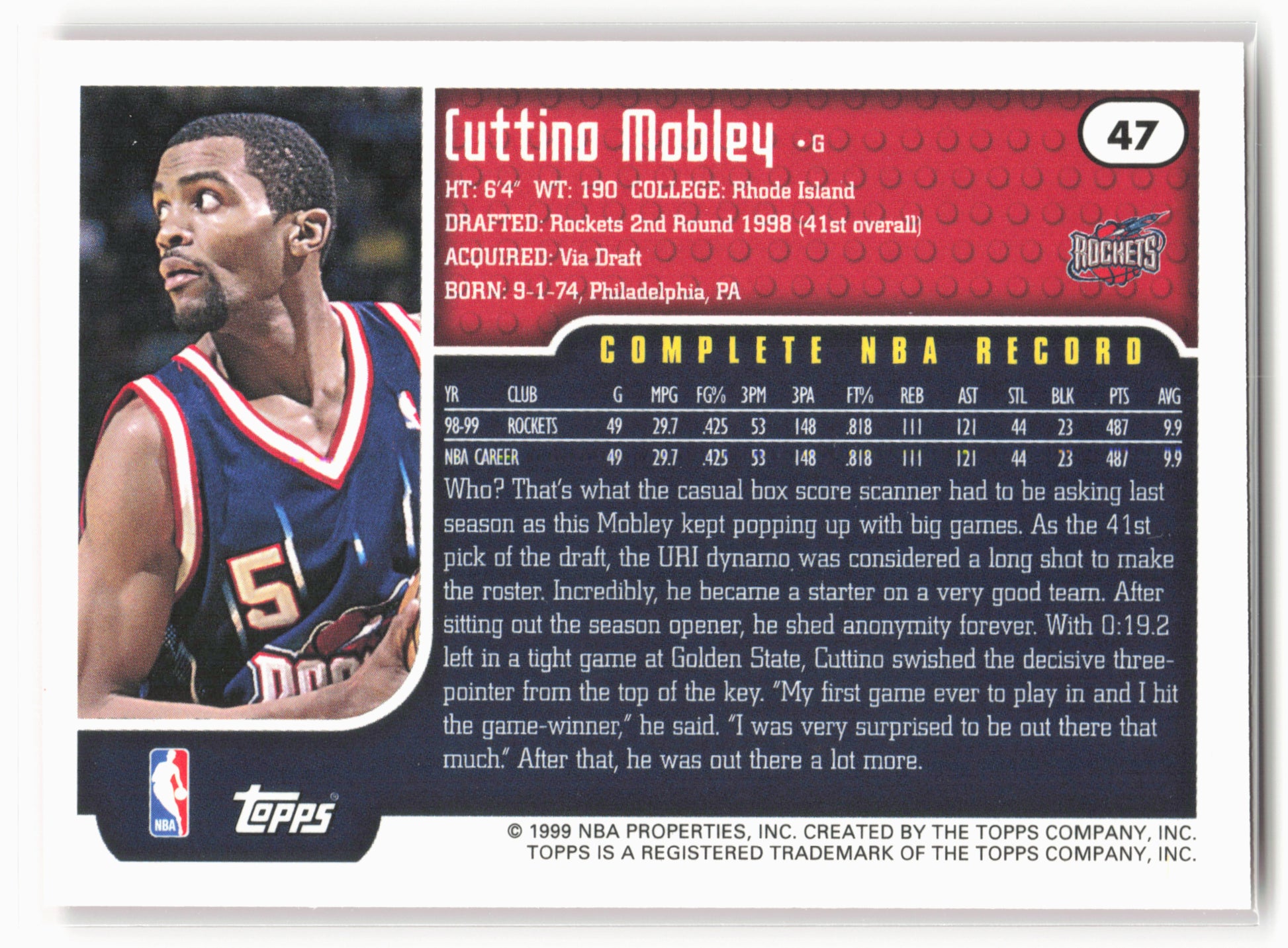 1999-00 Topps #47 Cuttino Mobley NM