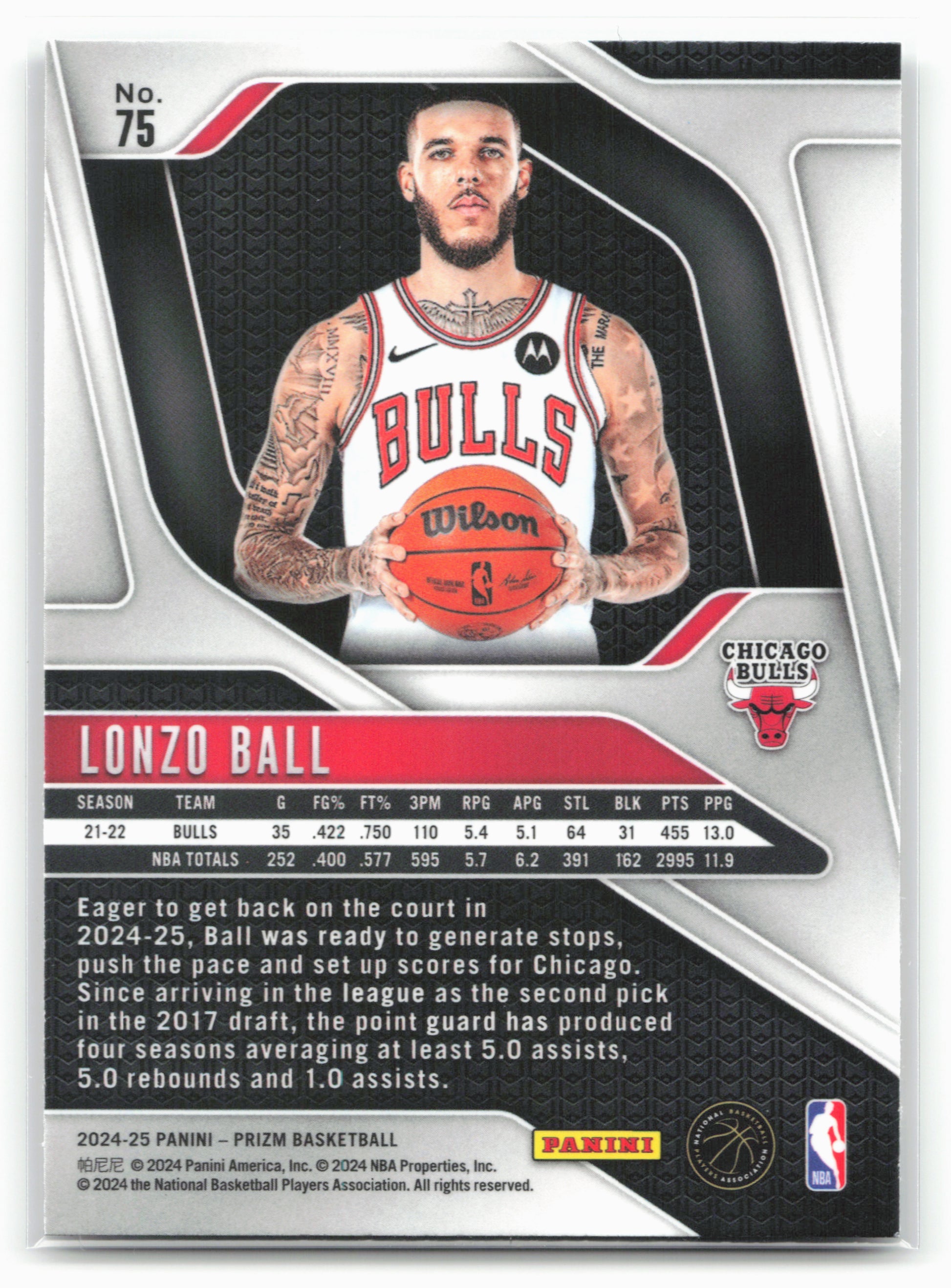 2024-25 Panini Prizm #75 Lonzo Ball NM