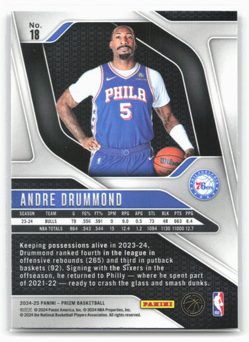 
2024-25 Panini Prizm #18 Andre Drummond NM
