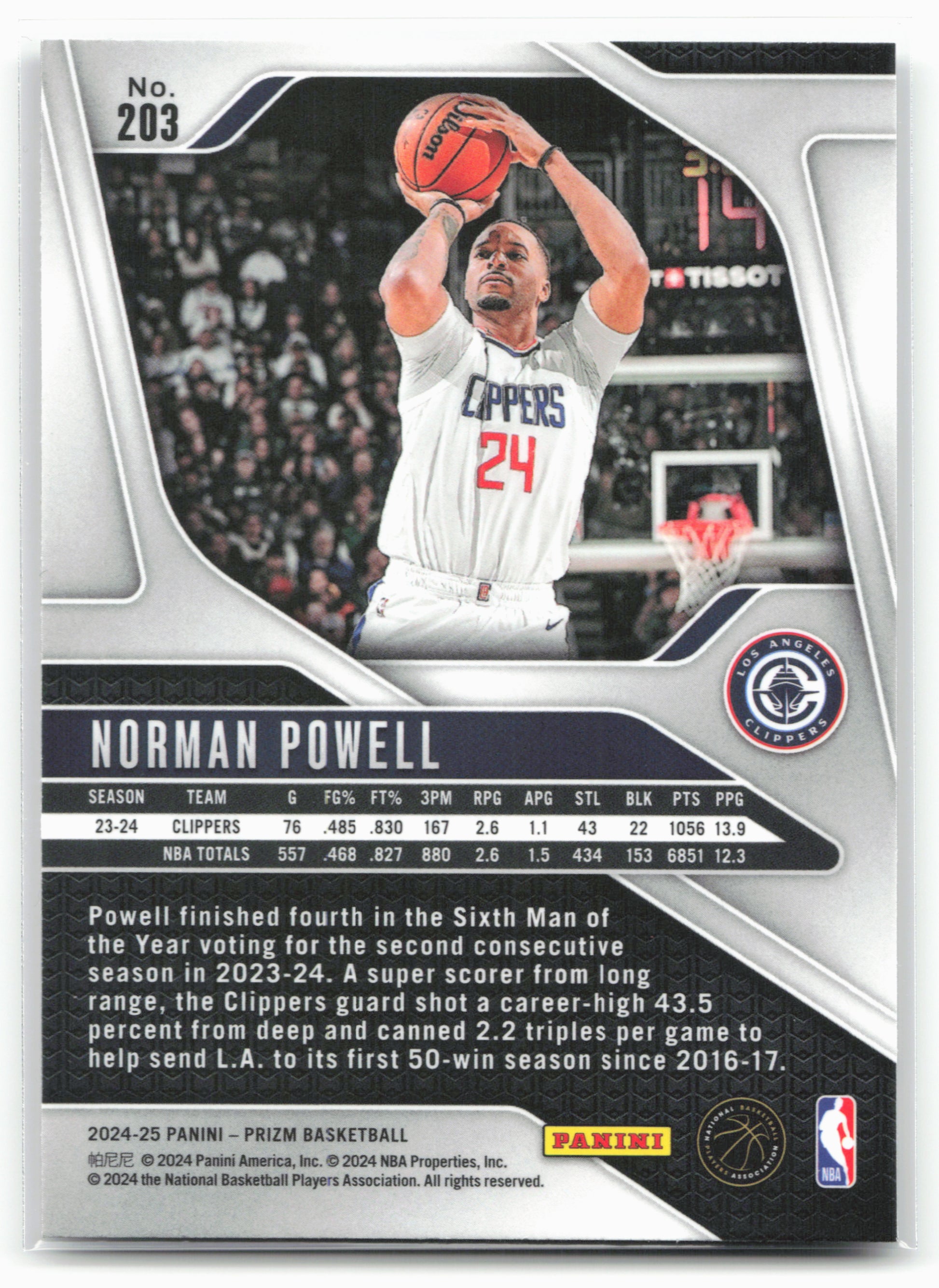 2024-25 Panini Prizm #203 Norman Powell NM