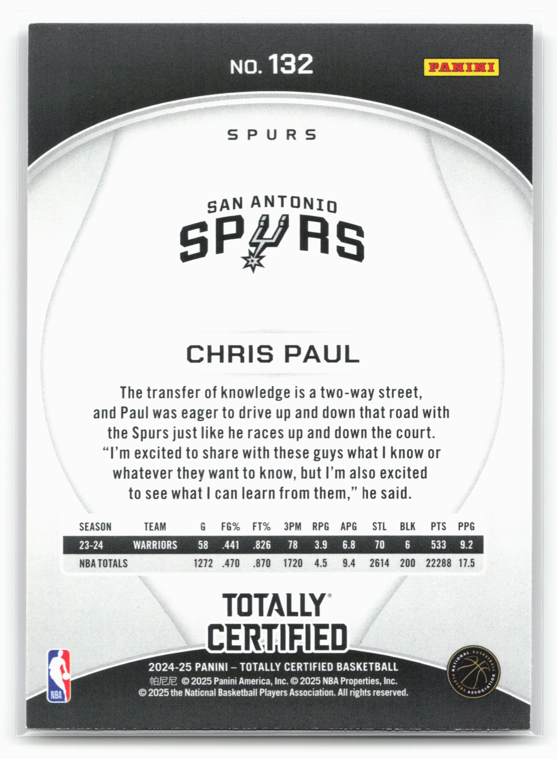 2024-25 Panini Totally Certified #132 Chris Paul Mirror Maroon