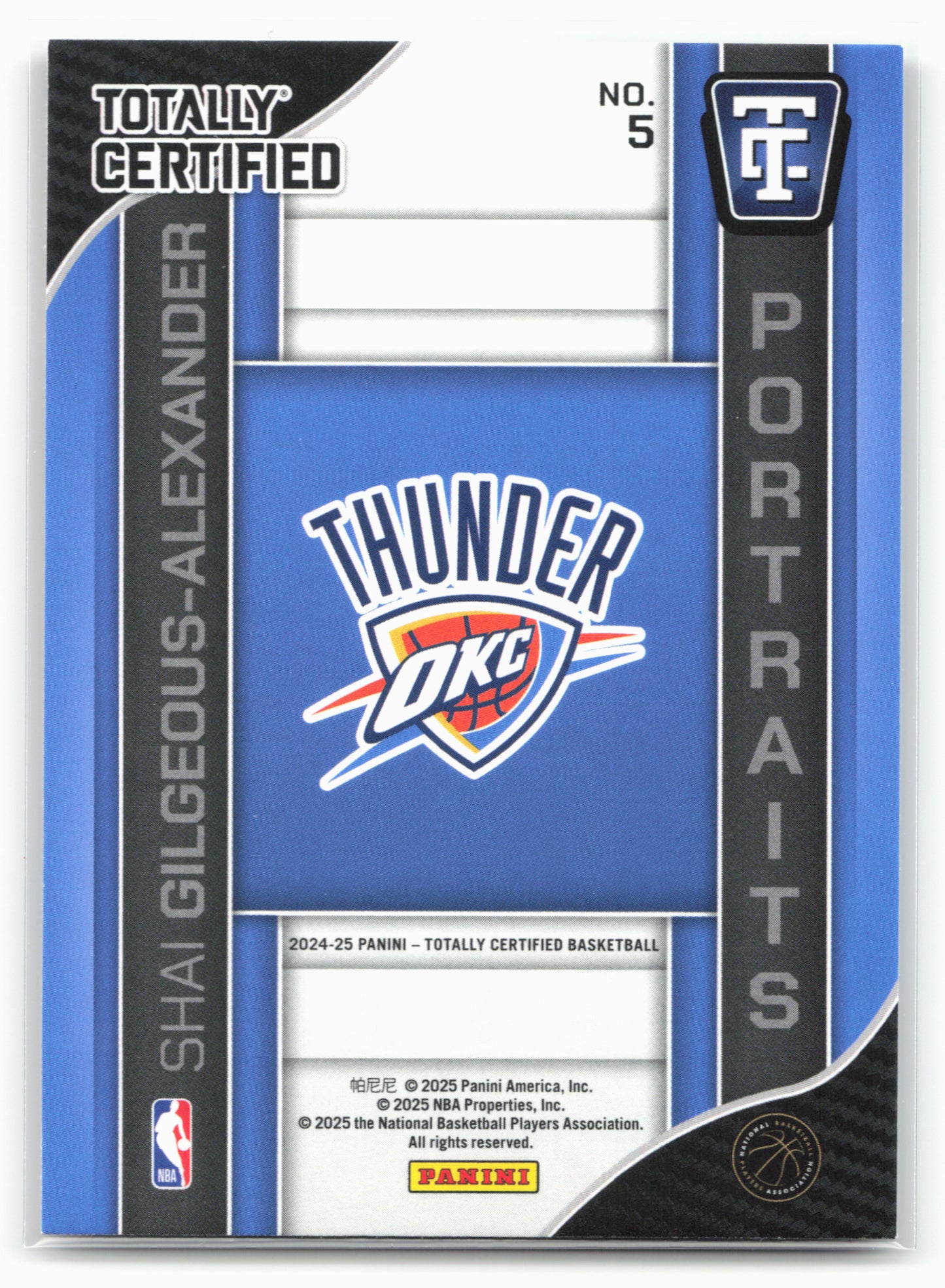 2024-25 Panini Totally Certified #5 Shai Gilgeous-Alexander Portraits