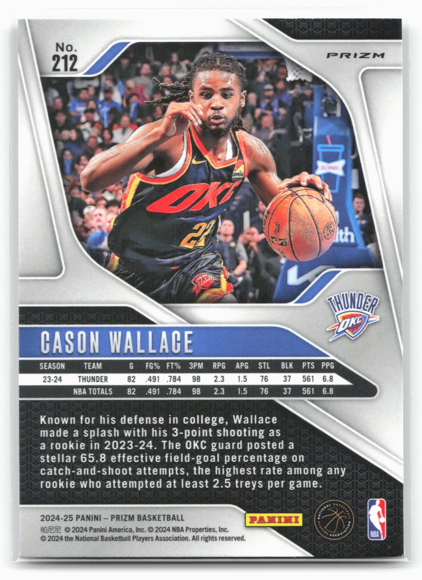 2024-25 Panini Prizm #212 Cason Wallace Prizms Hyper