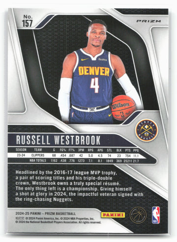 
2024-25 Panini Prizm #157 Russell Westbrook Prizms Hyper
