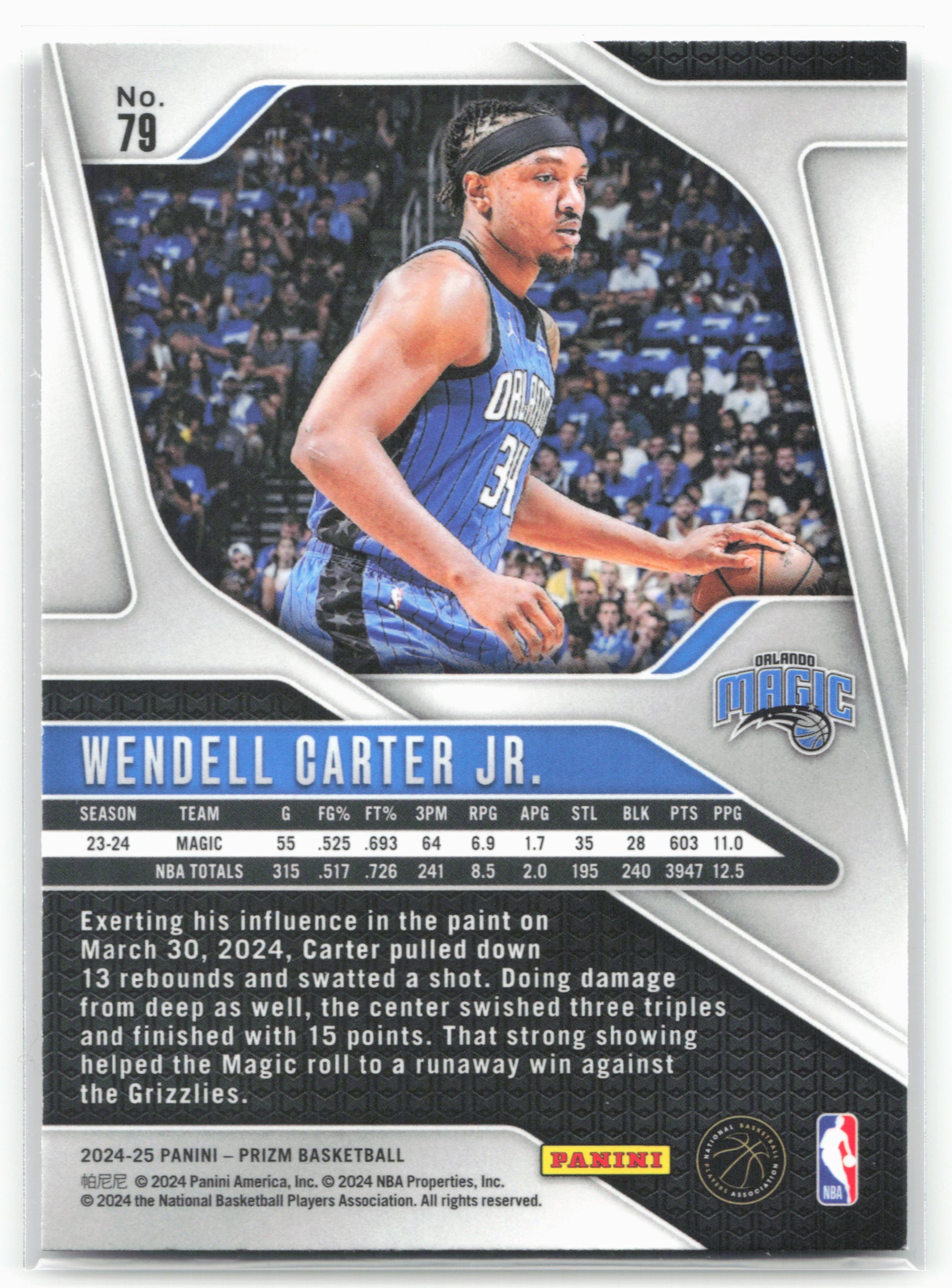 2024-25 Panini Prizm #79 Wendell Carter Jr. NM