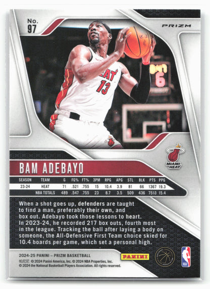 2024-25 Panini Prizm #97 Bam Adebayo Prizms Silver