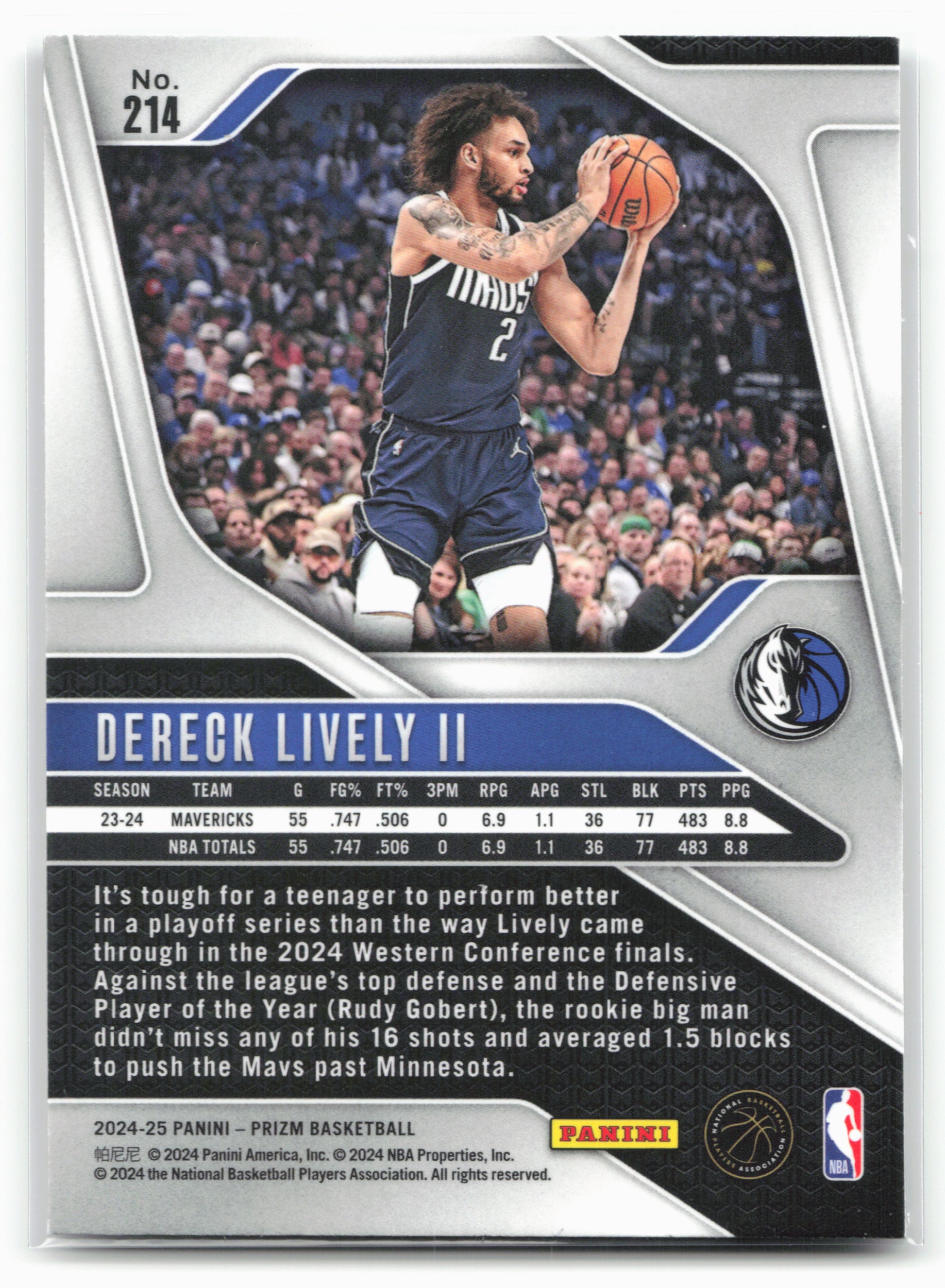 2024-25 Panini Prizm #214 Dereck Lively II NM