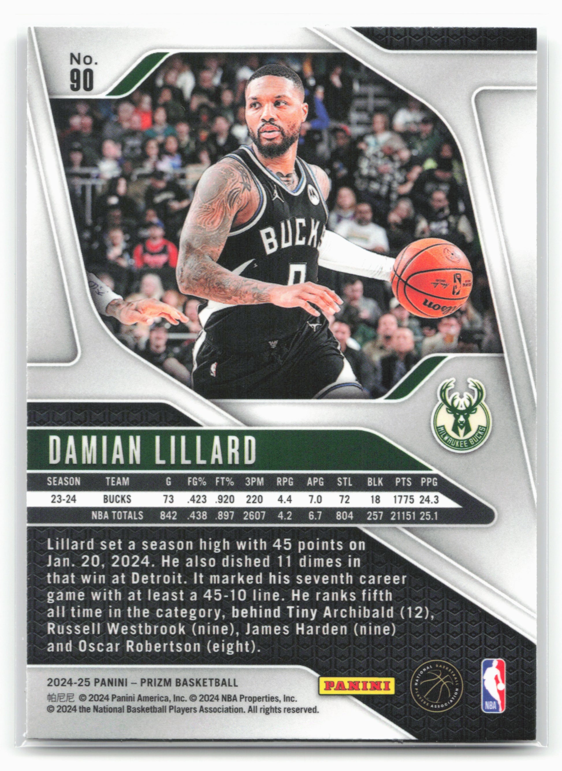 2024-25 Panini Prizm #90 Damian Lillard NM