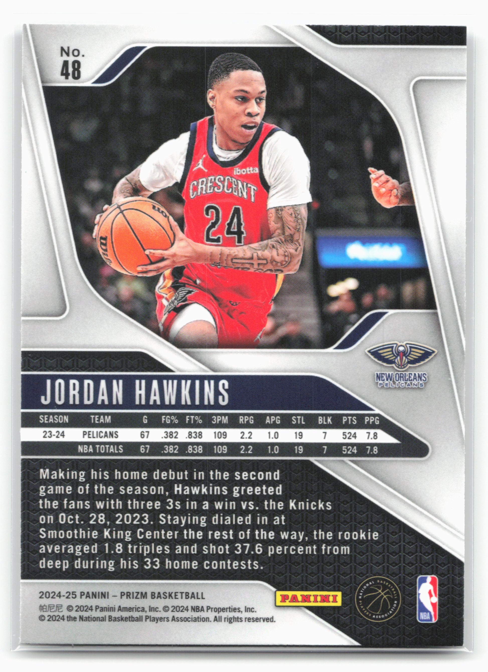 2024-25 Panini Prizm #48 Jordan Hawkins NM