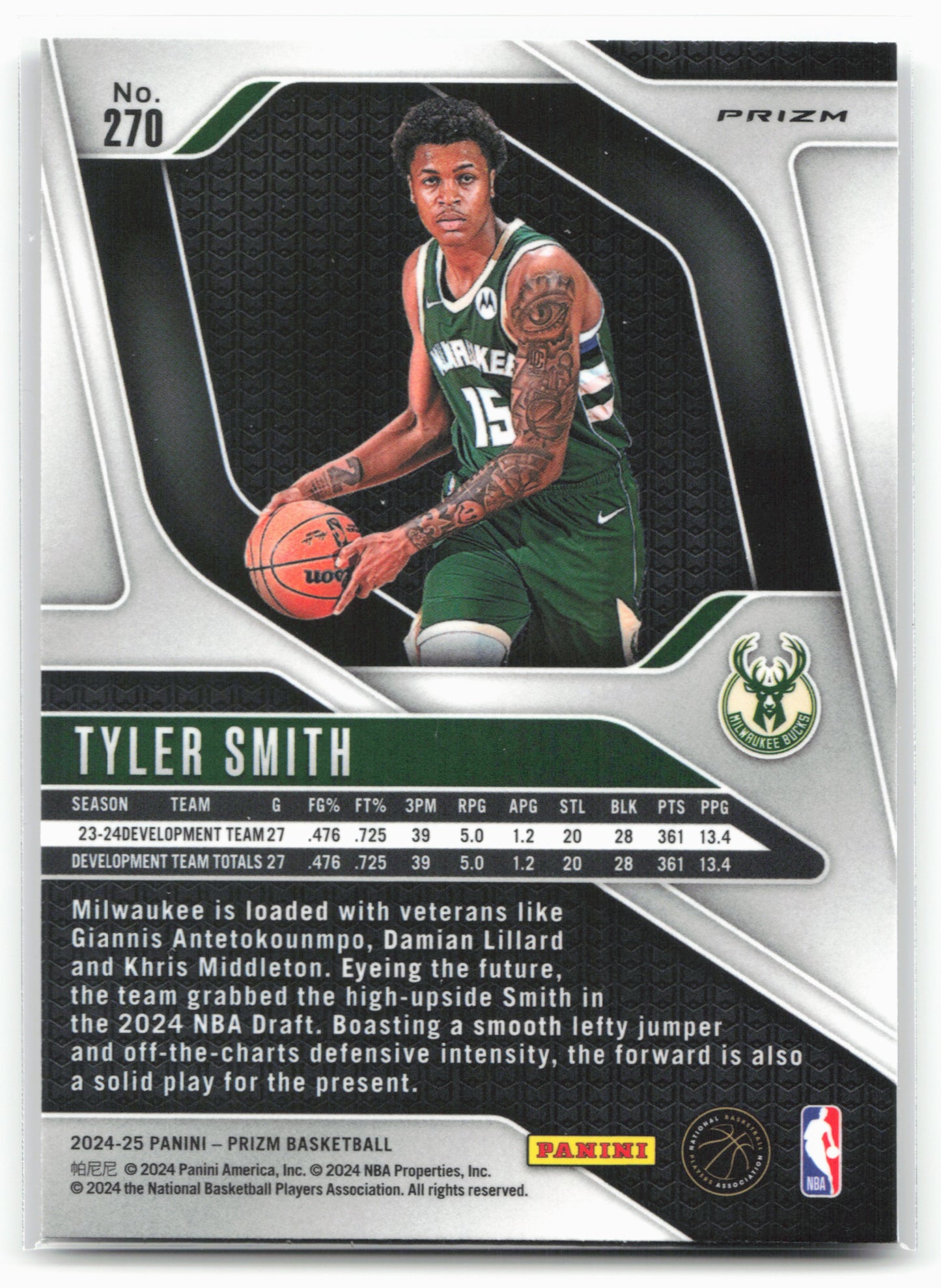 2024-25 Panini Prizm #270 Tyler Smith Prizms Silver