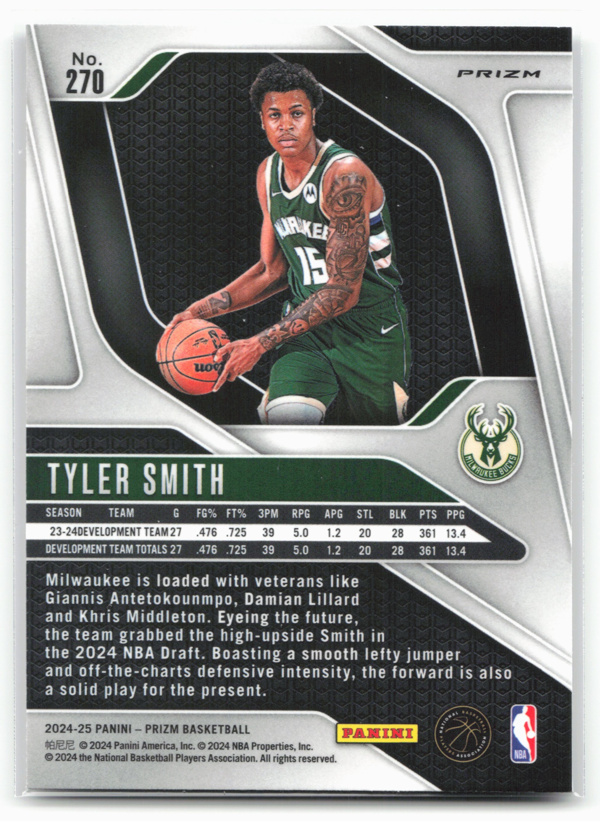 2024-25 Panini Prizm #270 Tyler Smith Prizms Silver