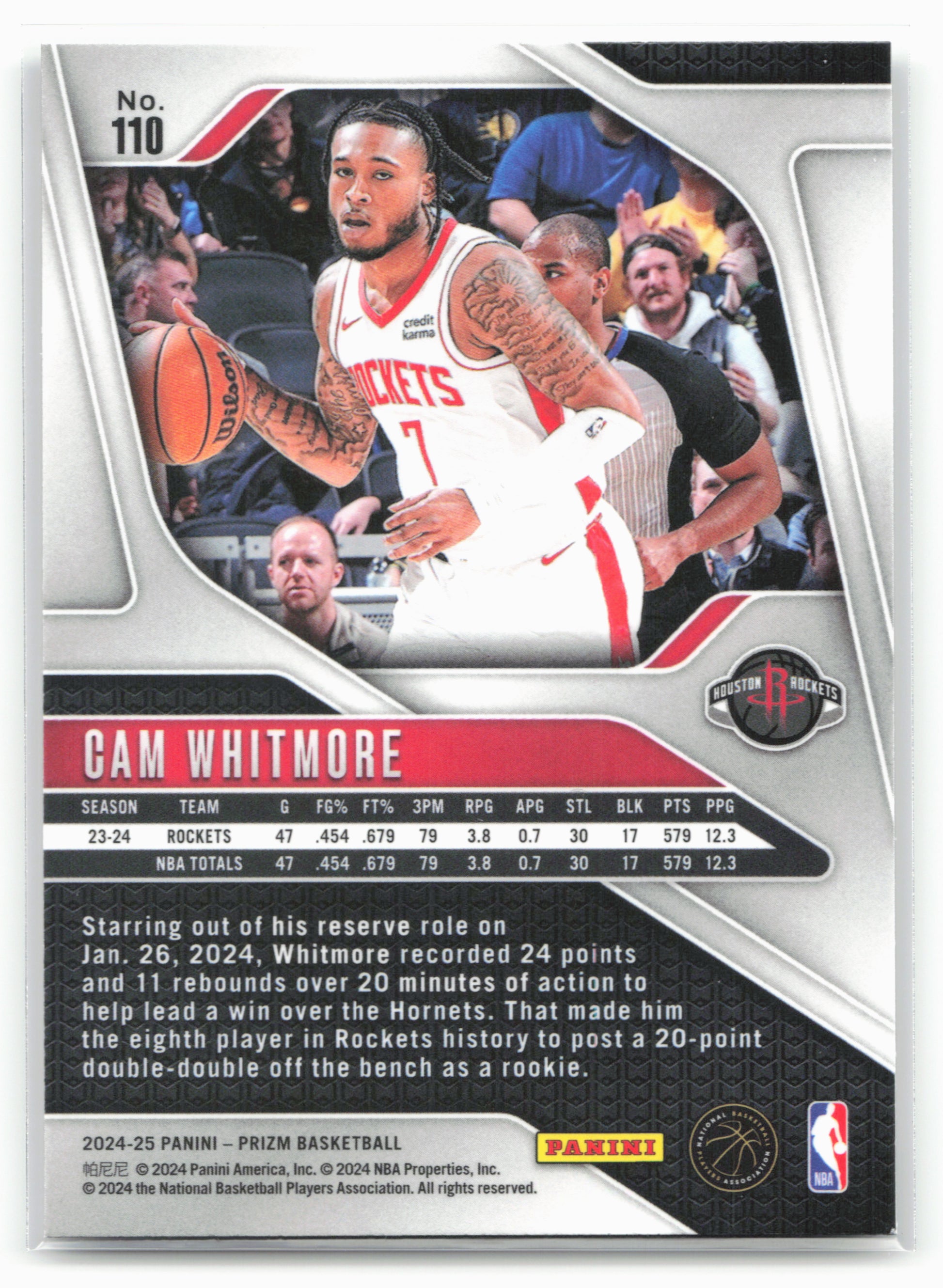 2024-25 Panini Prizm #110 Cam Whitmore NM