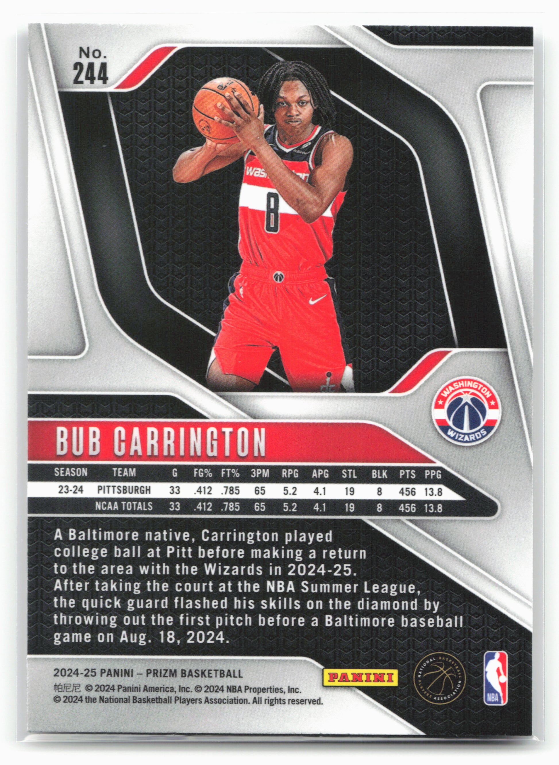 2024-25 Panini Prizm #244 Bub Carrington NM