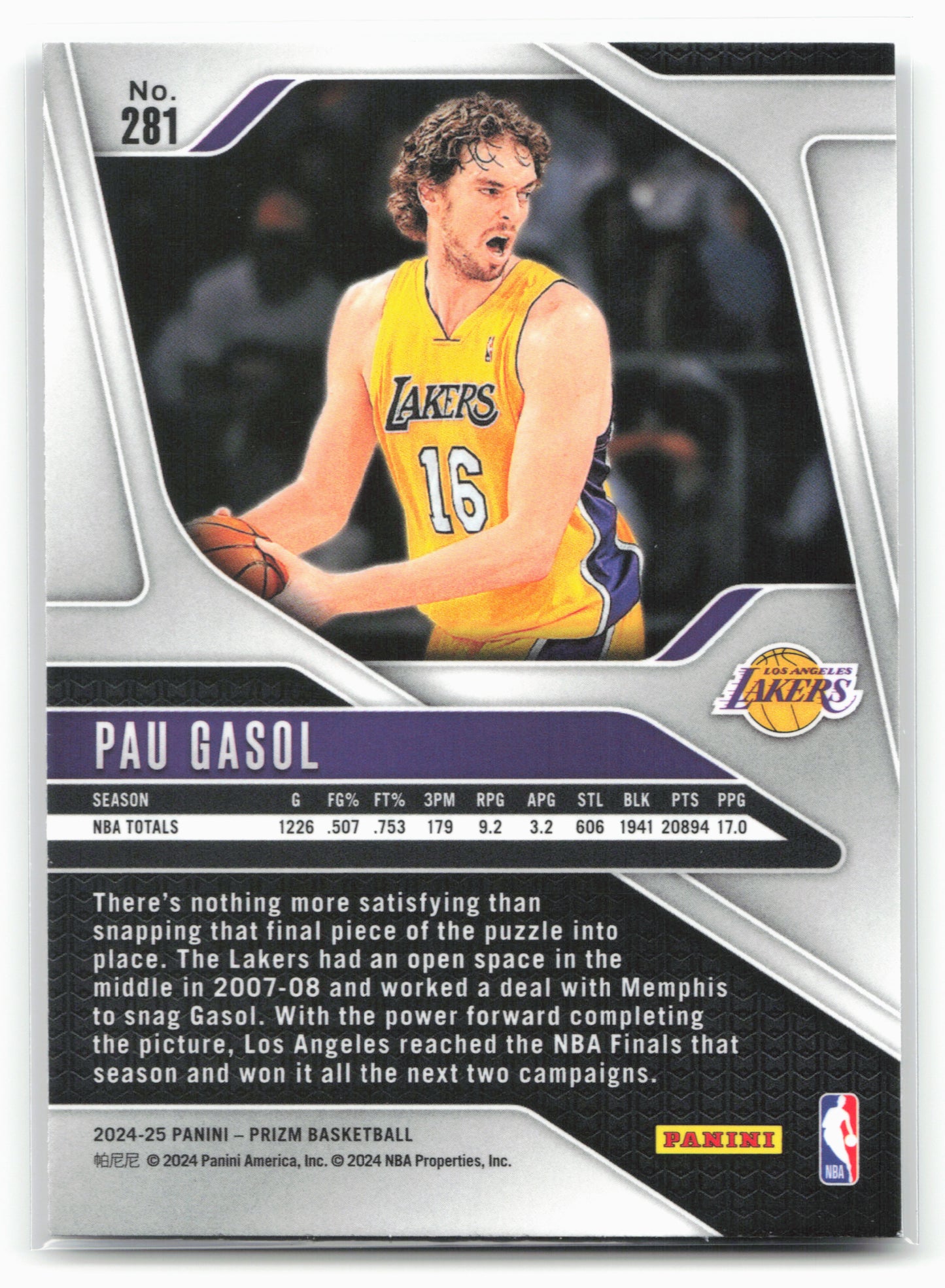 2024-25 Panini Prizm #281 Pau Gasol NM
