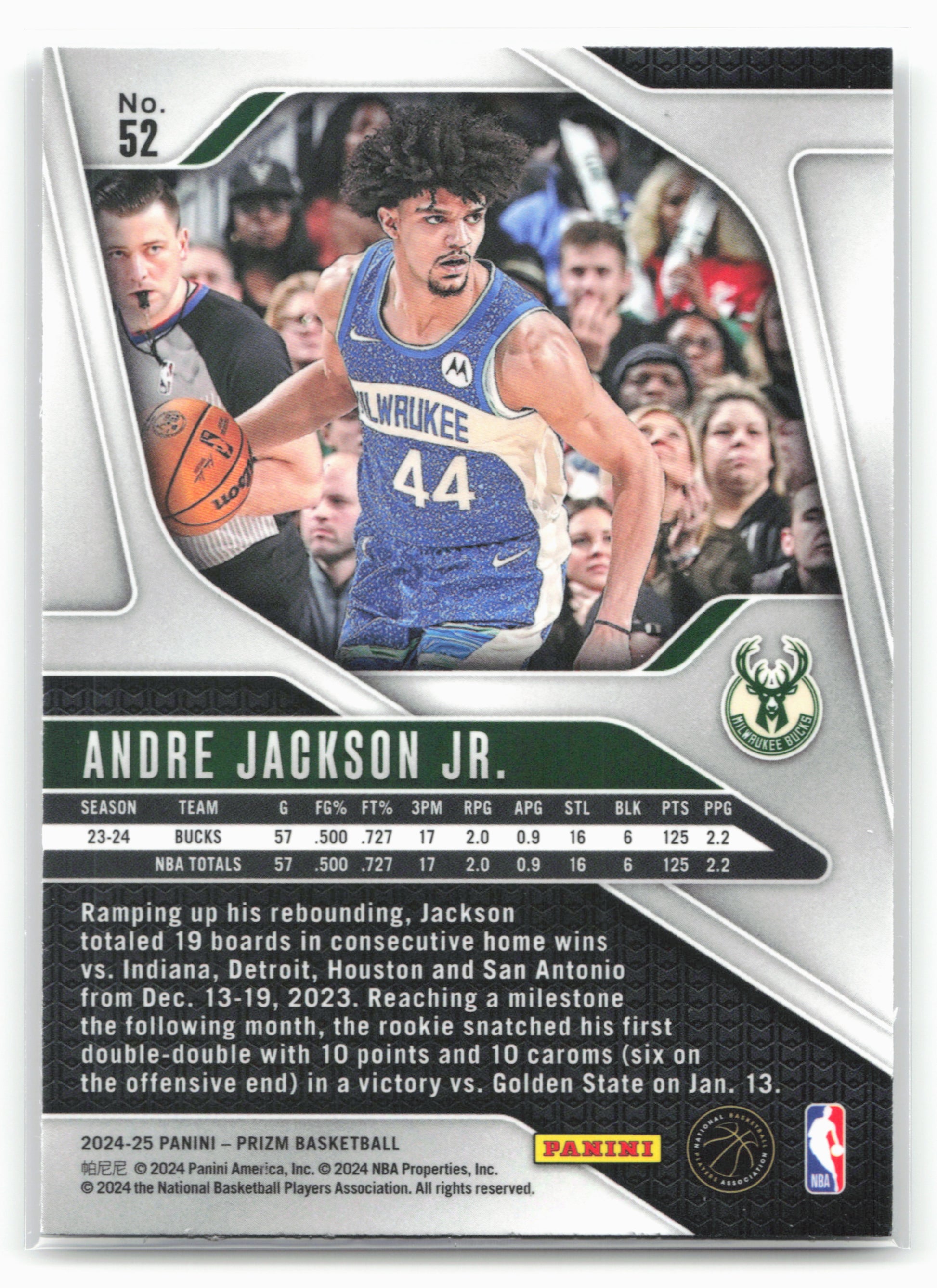 2024-25 Panini Prizm #52 Andre Jackson Jr. NM