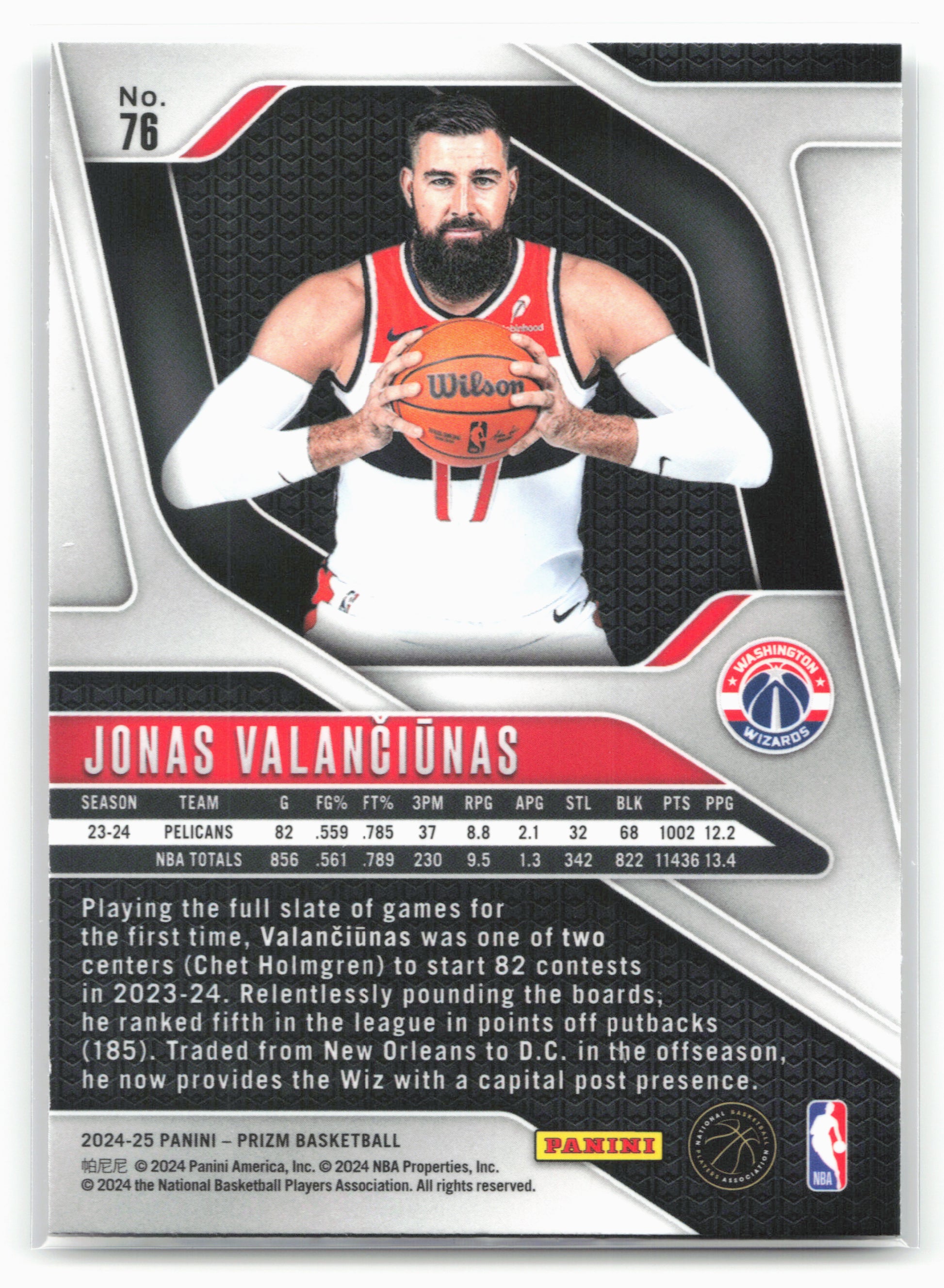 2024-25 Panini Prizm #76 Jonas Valanciunas NM