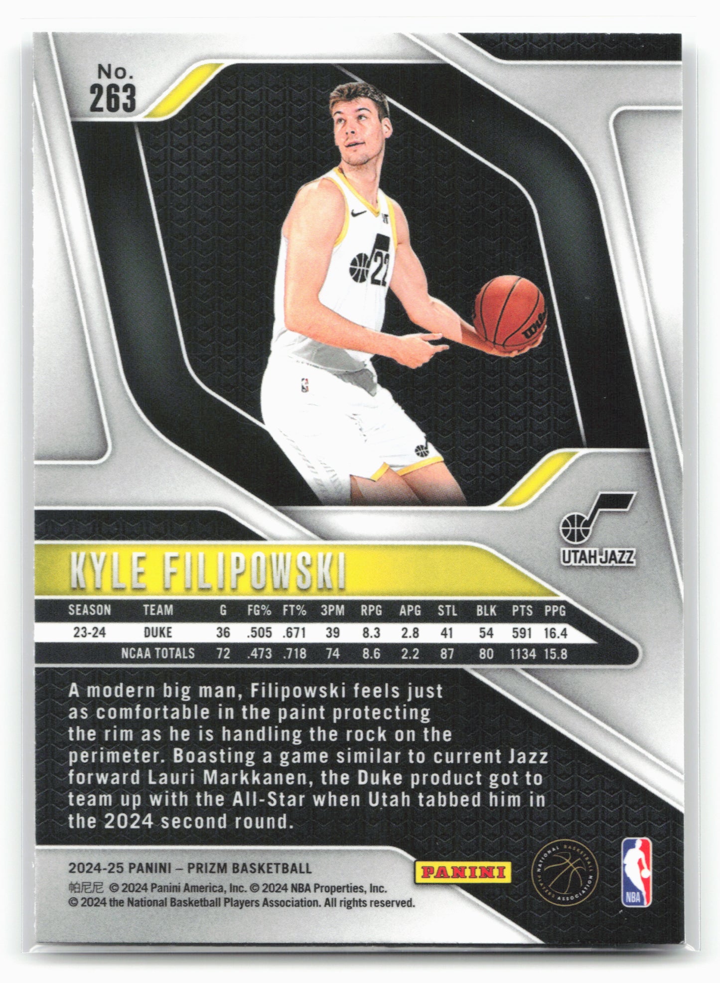 2024-25 Panini Prizm #263 Kyle Filipowski NM