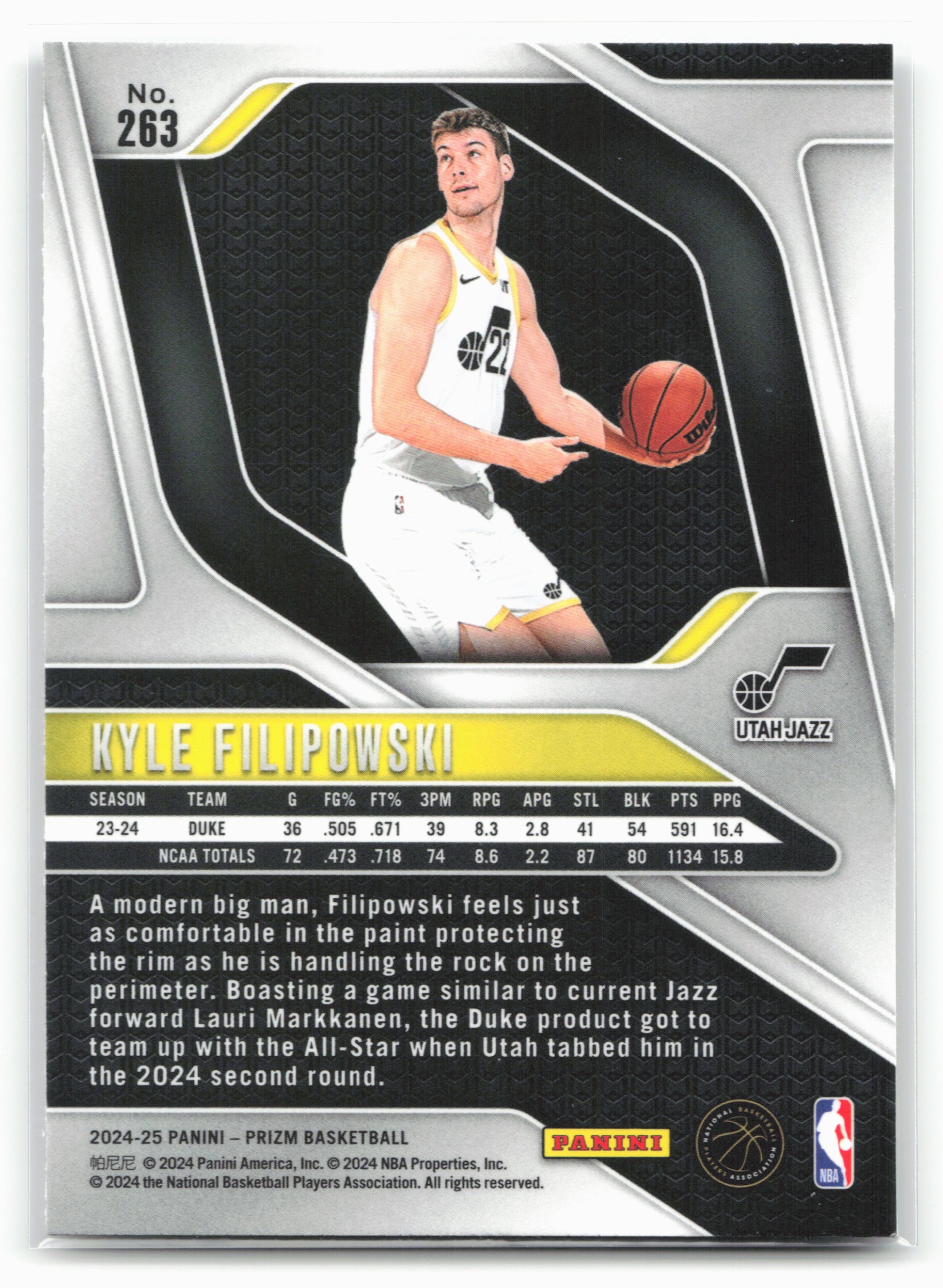 2024-25 Panini Prizm #263 Kyle Filipowski NM