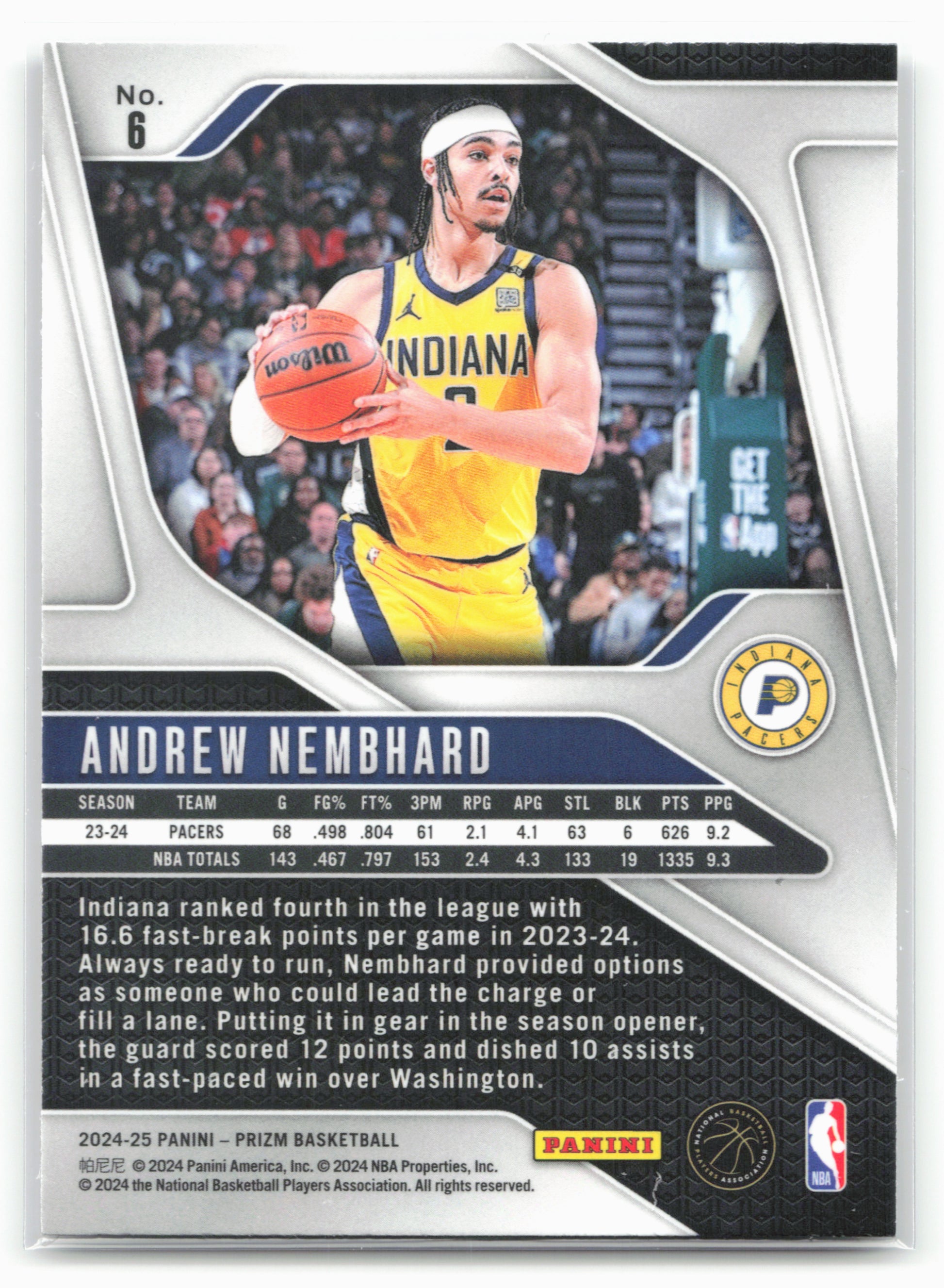2024-25 Panini Prizm #6 Andrew Nembhard NM