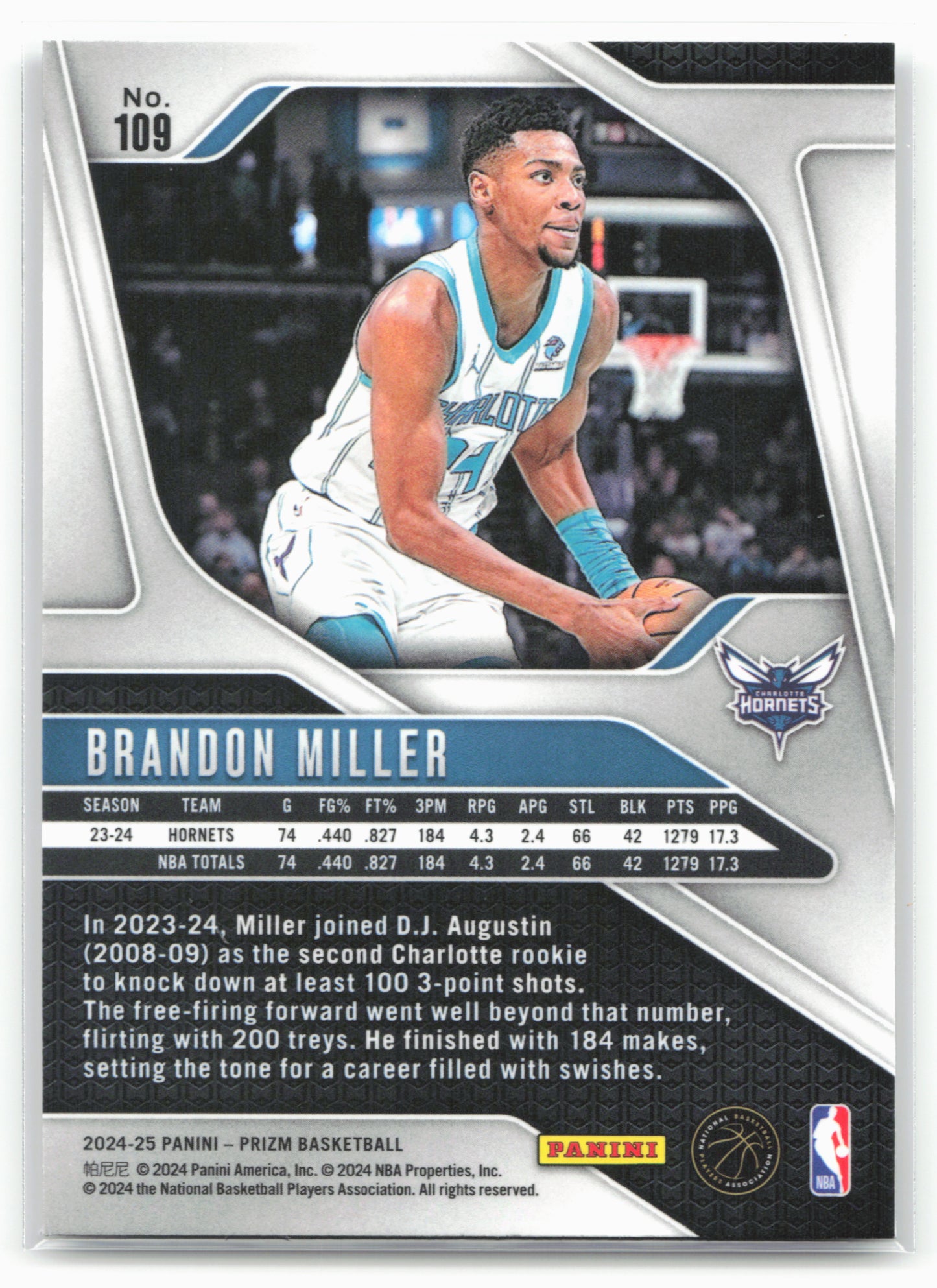 2024-25 Panini Prizm #109 Brandon Miller NM