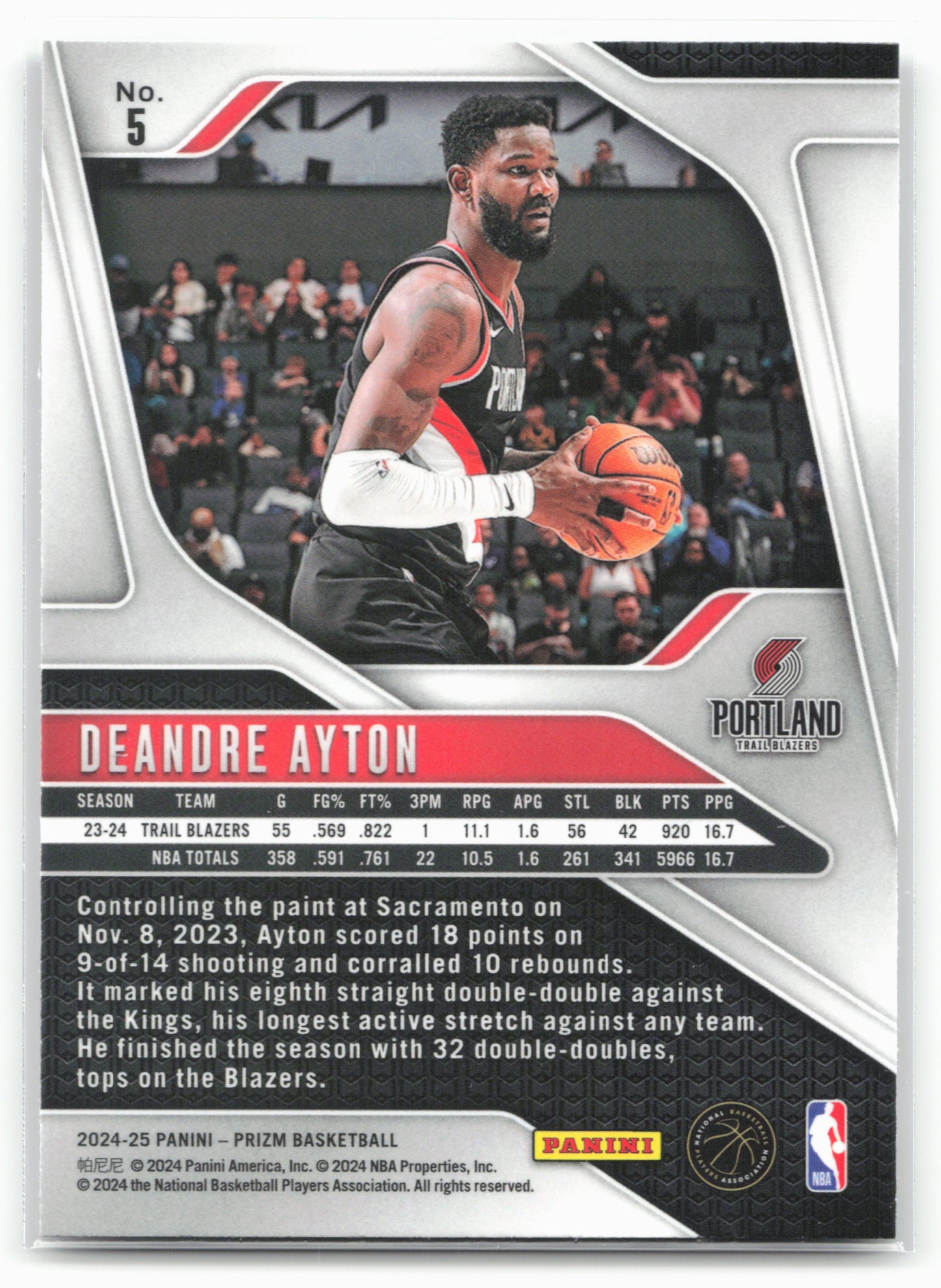 2024-25 Panini Prizm #5 Deandre Ayton NM