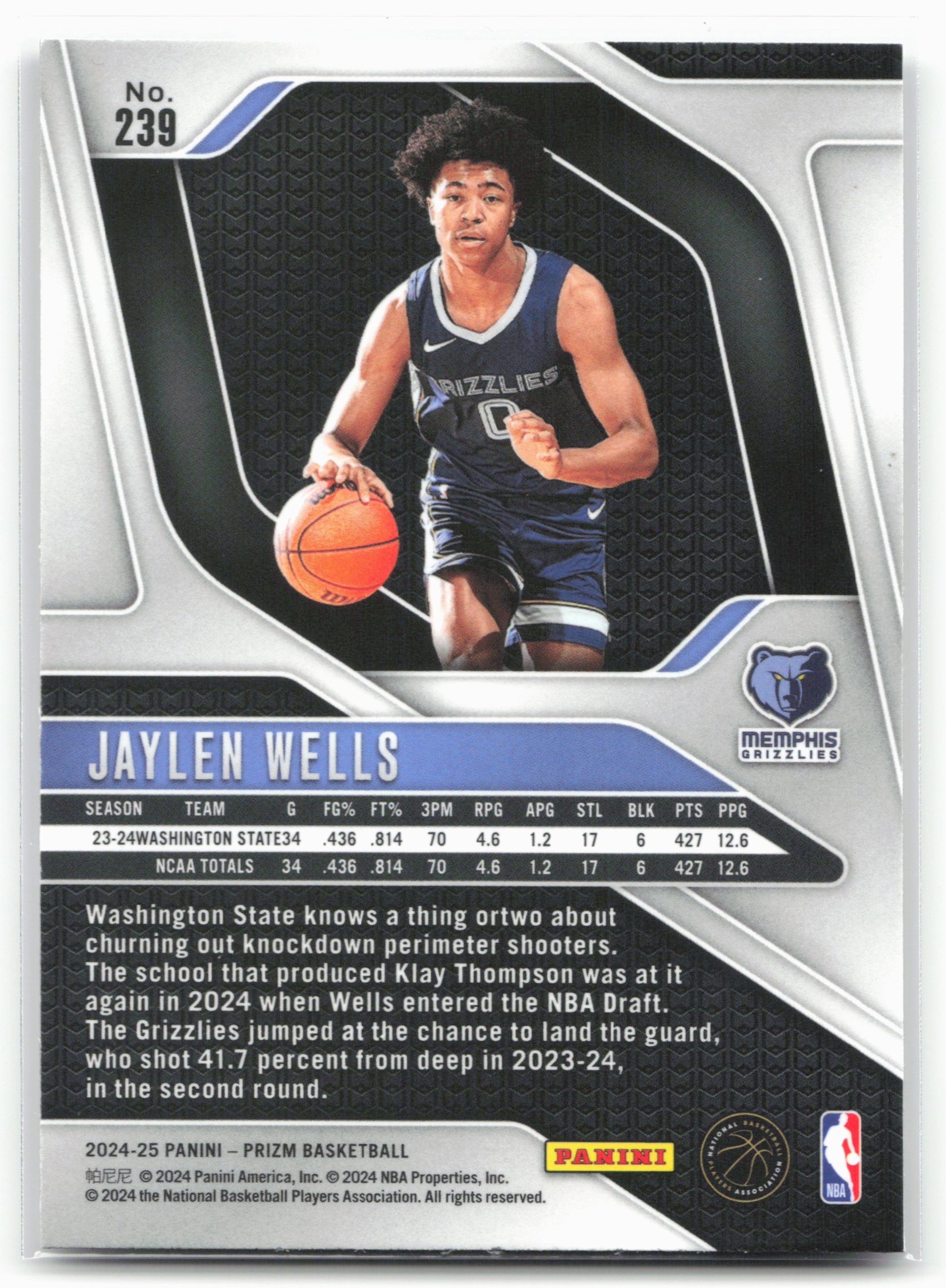 2024-25 Panini Prizm #239 Jaylen Wells NM
