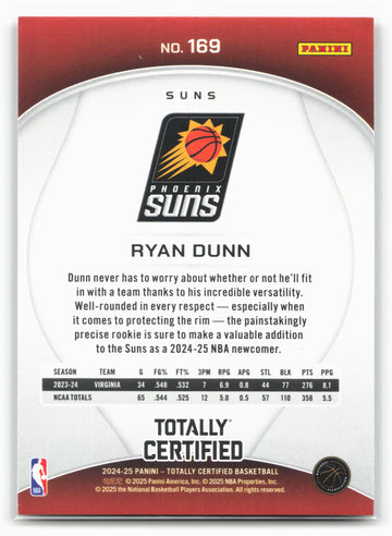 
2024-25 Panini Totally Certified #169 Ryan Dunn NM